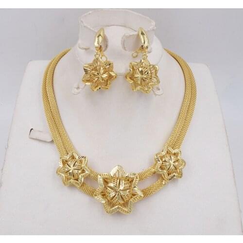New High Quality Dubai gold big Jewelry Set 3 tones Gold color Nigerian Wedding African Jewelry Sets Parure Bijoux Femme