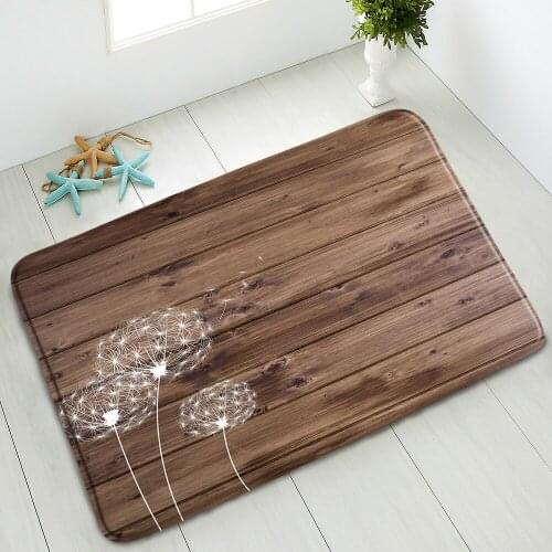 Dandelion Plant Bathroom Non-Slip Mat Retro Board Pattern Kitchen Living Room Bedroom Floor Absorbent Carpet Home Decor Flannel