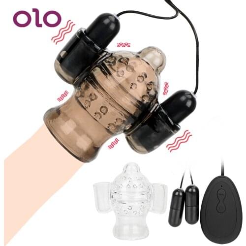 OLO Cock Ring 20 Speed Glans Trainer Massage Delay Ejaculation Male Masturbator Penis Head Vibrator Sex Toys For Men