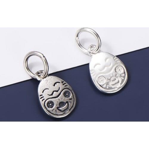 925 Sterling Silver Cute Fortune Kitty Pattern Unisex Charms Necklace Bracelets Beading Silver Pendants DIY Lucky Jewelry Making