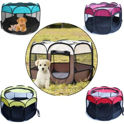 Portable Pet Dog Playpen Tent Crate Room Foldable Puppy Exercise Cat Cage Waterproof Outdoor Tent Houses For Dogs Octagon Fence