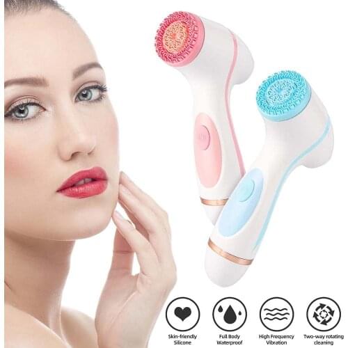 Rechargable 3 In 1 Electric Facial Cleanser Brush Rotating Silicone Deep Cleaning Blackhead Ance Pore Remover Facial Exfoliation