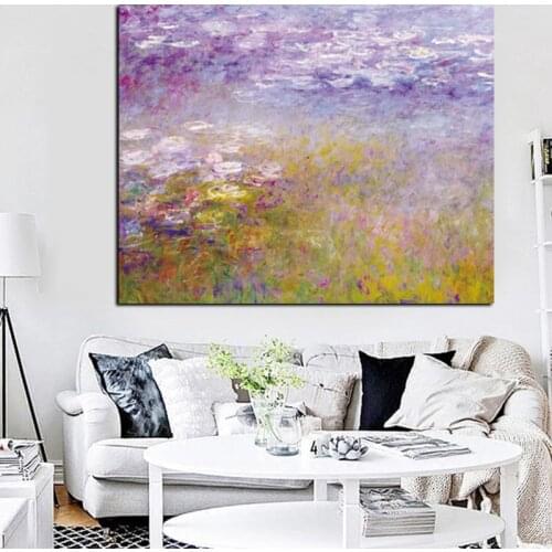 Claude Monet Lotus Posters and HD Prints Landscape Oil Painting on Canvas Art Cuadros Impressionist Wall Picture for Living Room