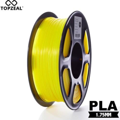 TOPZEAL Clear 3D Plastic Filament PLA Filament 1.75mm 1KG Dimensional Accuracy +/- 0.02mm Transparent Yellow for 3D Printer