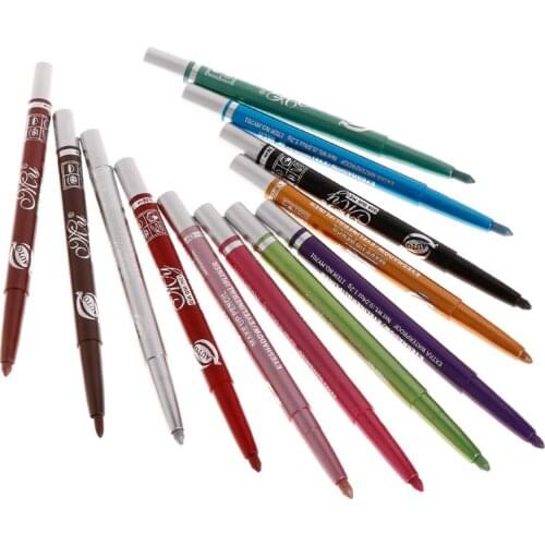 Professional Eye Shadow Lip Liner Eyeliner Pen Pencil Makeup 1 Set 12 Color