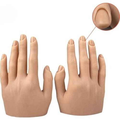 New Silicone Manicure Exercises for Adults with Flexible Fingers and Movable Nail Hand Models