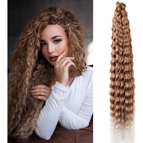 32" Synthetic Ocean Wave African Braiding Hair Extension Deep Wave Bundles Crochet Hair Natural Synthetic Hair Weaving