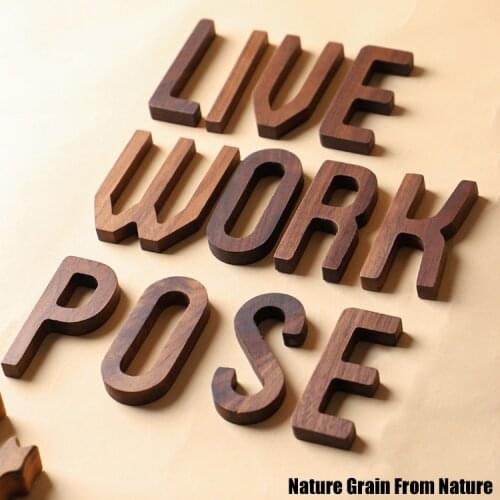 Modern Wall Decor Black Walnut Wood letters Alphabet Design DIY Craft Wedding Birthday Party Home Personalised Name Design