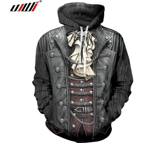 UJWI False Two-piece Skull 3D Hoodies Skull Hoodie Men Women Sweatshirts Hipster Hip Hop Skull Sportswear Tracksuits