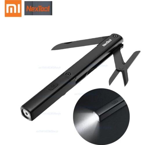 Xiaomi youpin Multifunctional 3 in 1 Pen Tools Flashlight Knife Scissors USB Rechargeable IPX4 Waterproof Portable Tools light