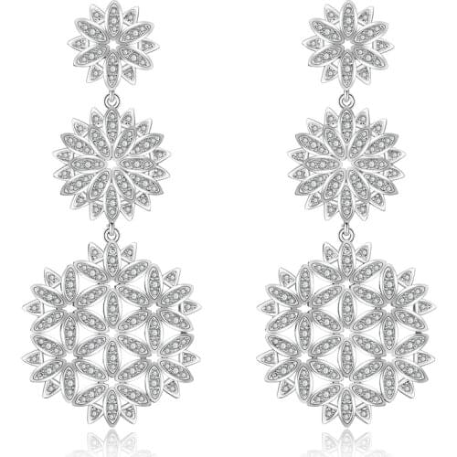 ZAKOL Fashion Exquisite Cubic Zircon Chandelier Shape Long Drop Earrings For Women Wedding Dinner Dress Jewelry FSEP2067