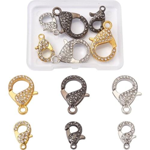 1Box Alloy Rhinestone Lobster Claw Clasps For DIY Bracelet Necklace Jewelry making Connector Decor Accessories