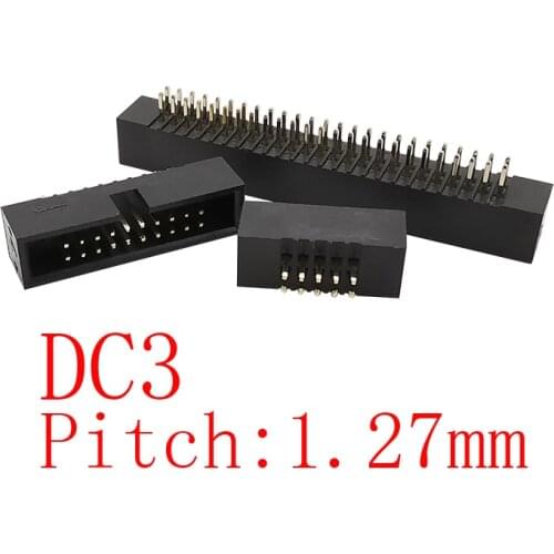 10Pcs DC3 Pitch 1.27 mm Male Straight Pin IDC Socket Box Header PCB Connector Double Row 2x3-25Pin 1.27mm DC3 Headers