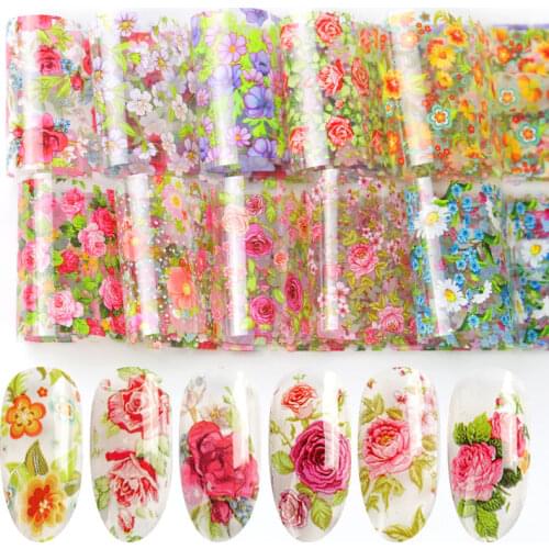 10 pieces set nail leaf stickers varnish mix Rose flower transfer leaf nail decal sliders for Nail Art decoration manicure Desi