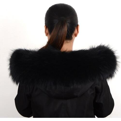 100% Real Fur Collar Parka Luxury Fur Warm Natural Raccoon Fur Scarf Female Big Fur Collar Scarf Men Jacket Jacket