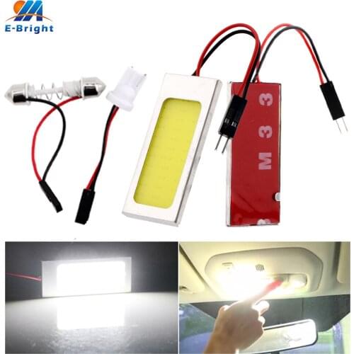 100pcs 12V LED 36 SMD COB Chip 36 LED Aluminum Panel Light 360LM 12V DC With T10 Festoon Adapter Interior White 6000K 8000K