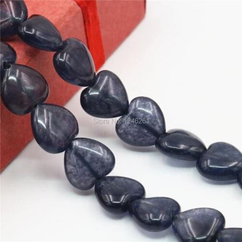 12mm Accessories Black Crystal Chalcedony Beads Loose Heart DIY Stone Crafts 15inch Jewelry Making Women Girls Christmas Gifts