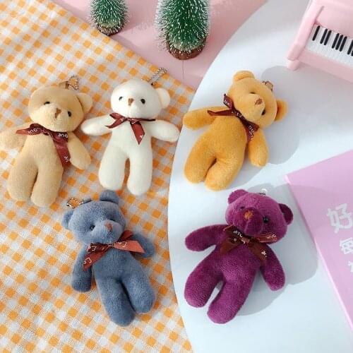 12cm A Tie Plush Toy Teddy Bear Doll Pendant Keychain PP Cotton Soft Stuffed Bears Toy Doll Toy Gifts