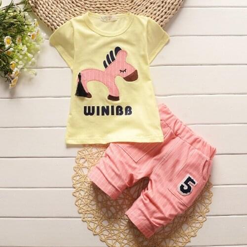 2016 Fashion Toddler Boys Clothes Summer Children Clothing Sets Boys Cartoon Horse T-shirt Striped Pants Suits Kids Clothes Sets