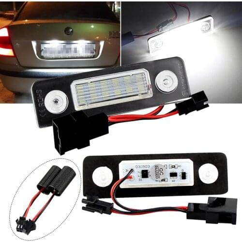2X For VW Skoda Facelift 09-12; Facelifted 2003-2012; Roomster 5J 2006-2010) CANBUS LED License Plate Lights Number light Bulb