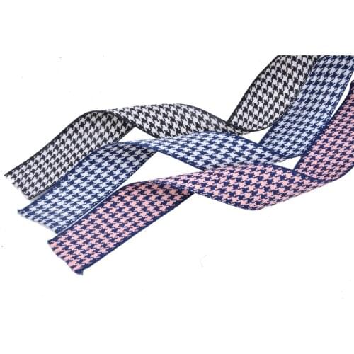 38mm Black White Houndstooth hemp cotton ribbon Plaid ribbon for fascinator hair accessory dress hat bag decoration belt