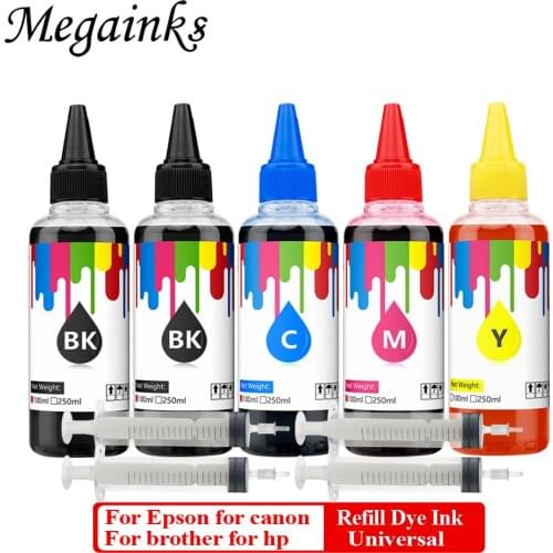 5PC x 100ml Universal Refill dye ink For epson for canon for hp for brother all desktop printer cartridge & ciss