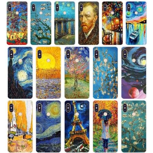 130 Vincent Van Gogh Starry Sky Oil Painting Soft Silicone Tpu Cover phone Case for xiaomi redmi 6 Pro 6A note 5 6 Pro mi 8 lite