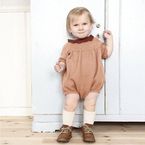 Autumn Long Sleeve Baby Girl Romper Knitted Dress 0-5Yrs Knitted Baby Rompers Cotton Children Clothes Toddlers Jumpsuits