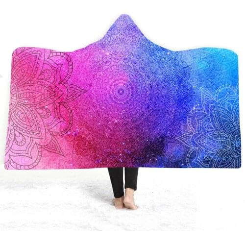 Purple Floral Mandalas 3D Printed Wearable Blanket Adults For Kids Various Types Hooded Blanket Fleece blanket