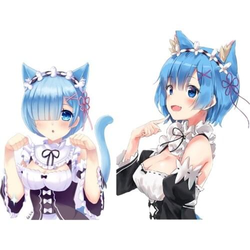Fuzhen Boutique Decals Exterior Accessories Kitty Neko Rem Re Zero Anime Girl Car Stickers Notebook Decal