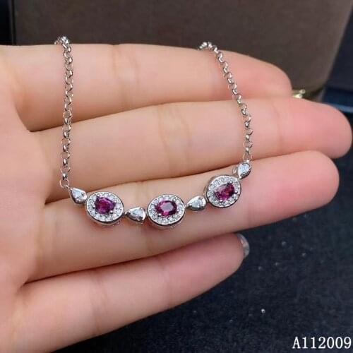 KJJEAXCMY boutique jewelry 925 sterling silver inlaid natural garnet bracelet lovely female hand bracelet support testing