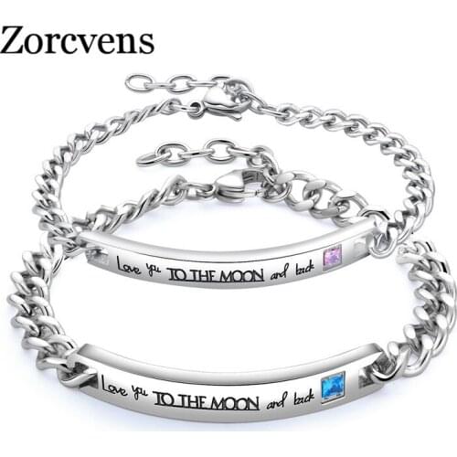 Modyle Drop Shipping CZ Stone 316L Stainless Steel Wedding Bracelets Bangles for Woman and Man