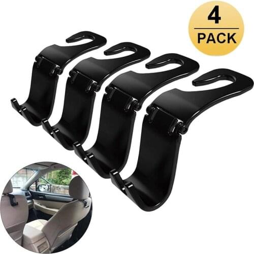 4 PCS Car Seat Headrest Hook Foldable Pliable and Strong for Hanging Coat Handbag and Grocery Bag Organize Rack