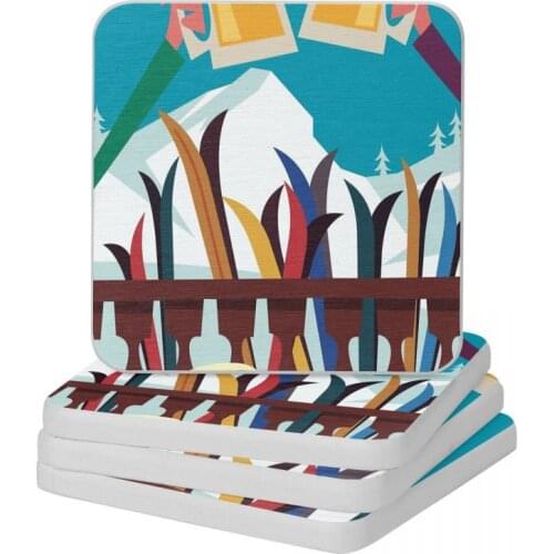 Flachau Ski Natural Diatomite Square Round Coaster Quick-drying Cup Bonsai Mat Soap Toothbrush Pad 10x10cm