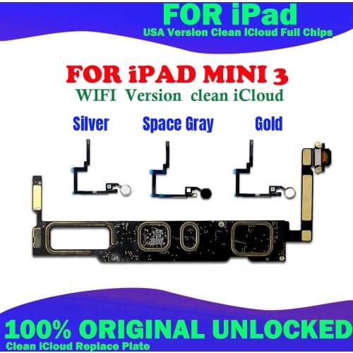 16GB / 64GB / 128gb For Ipad mini 3 Motherboard Wifi Unlocked logic boards For Ipad mini 3 mainboard with / without Touch ID