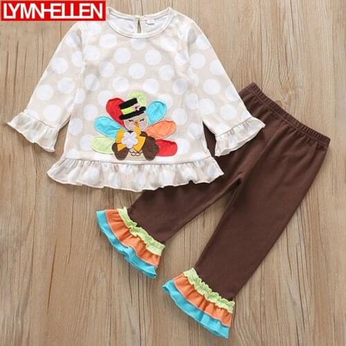 Baby Girl Cute Cartoon Clothes Cotton Toddler Clothing Sets Cartoon Long-sleeved Ruffle T-shirt + Pants Infant Clothes 2pcs Suit