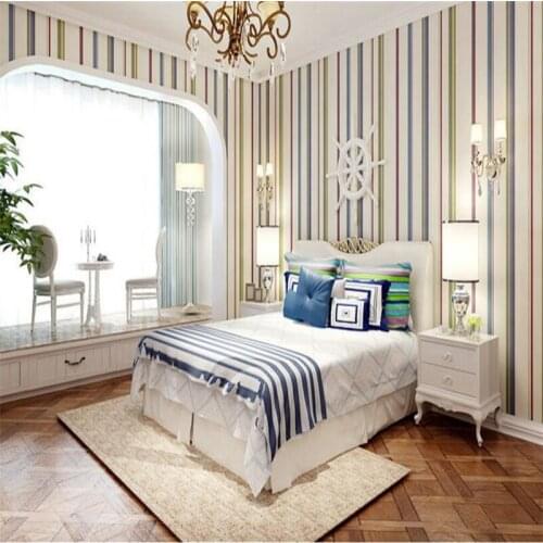 Beibehang fashion advanced forefront papel de parede wallpaper Mediterranean vertical simple striped nonwoven background wall