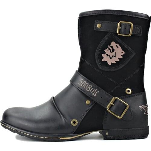 2020 spring autumn Western Boots Genuine Leather Mens Motorcycle Boots Ankle Boots Casual shoes 5008-1-HH black color