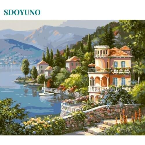 SDOYUNO DIY oil Painting By Numbers Nature Landscape Frameless 60x75cm Drawing By Numbers on canvas Wall Art Home Decorations