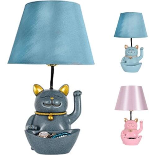 Lucky Cat Table Lamps Wealth Storage Box Desk Light for Home Decoration Bedside Bedroom Lamp Modern Led Light Fixtures Luminaire