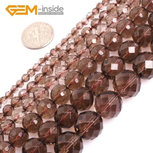 Natural AAA Grade Smoky Quartzs Semi-precious Stones Light Brown Faceted Loose Beads For Jewelry Making DIY Strand 15" Wholesale