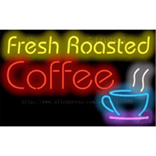 Fresh Roasted Coffe Neon sign Glass Tubes Light Bar Beer Club Custom Neon signs Bulbs Store Decoration Signboard signage 17"x14"