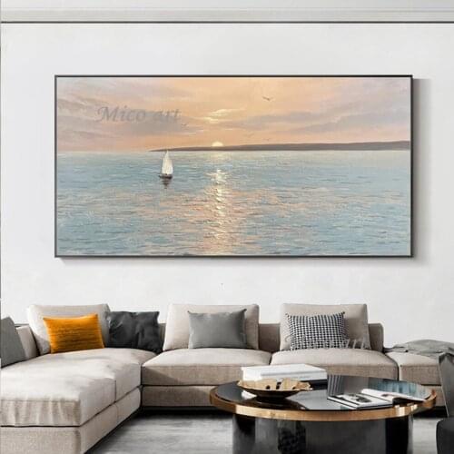 New Abstract Seascape Oil Painting Canvas Art 100% Hand-painted Bedroom Wall Decoration Paintings Canvas Art Unframed Artwork