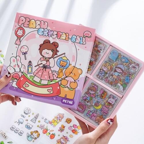 New Arrival Waterproof PET/Paper 100pcs/box Kawaii Scrapbooking Sticker Journal Decorative Stickers Gift Set Stationery