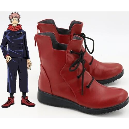 New Anime Jujutsu Kai Cosplay Shoes Yuji Itadori Shoes Red Boots Women Men Carnival Halloween Shoes Size 35-48