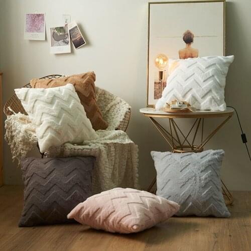 Pure Color Pillowcase Nordic Quilted Three-dimensional Wave Plush Pillow Family Car By Office Pillow