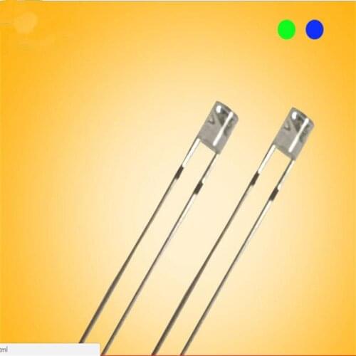 Wholesale Float fish mark indication LED bead 2pins through hole green blue color Diamter 3mm flat head light bead,1000pcs/lot