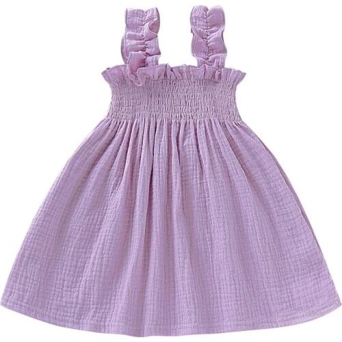 Baby Girls Sun Dress Cotton Tunic Party Princess Birthday Dress Casual Ruffle Dress1-5yeas