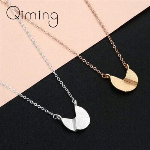 Simple Stainless Steel Round Necklace For Women Geometric Gold Silver Chain Vintage Pendant Chains Necklaces Gift