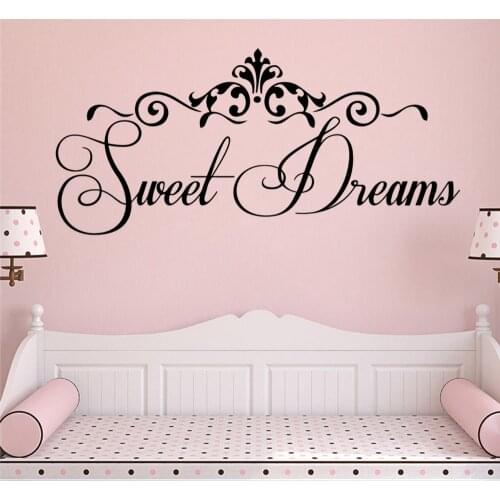 Romantic Wall Sticker sweet dreams Quote Wall Decal For Baby Room Vinyl Stickers Home Decor Decals Kids Wallpaper Poster Mural